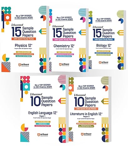 ISC i-Succeed Sample Question Paper for Class 12th | Physics, Chemistry, Biology, English Language & Literature| Set of 5 books